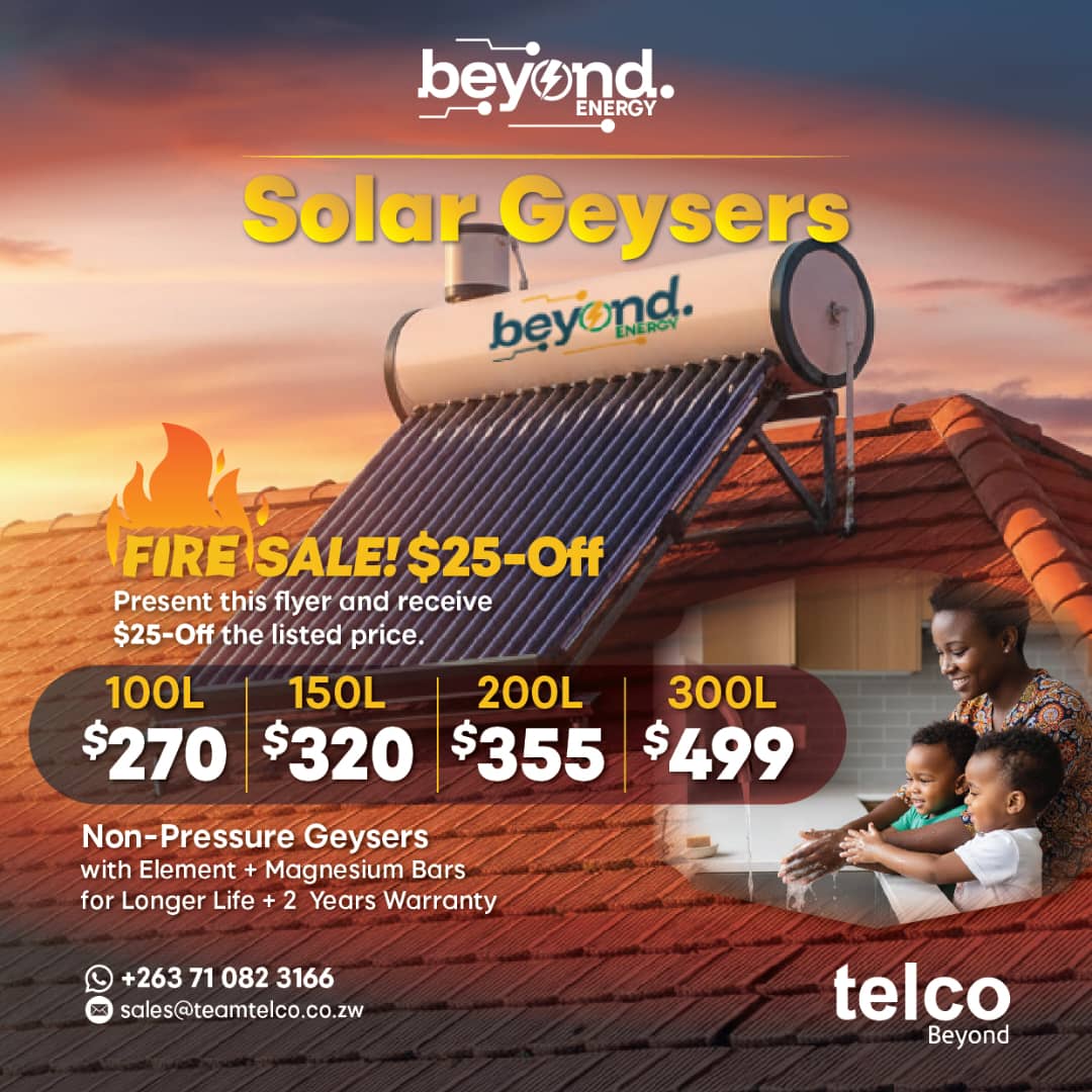 Beyond Energy solar geyser pricing — 100L to 300L
