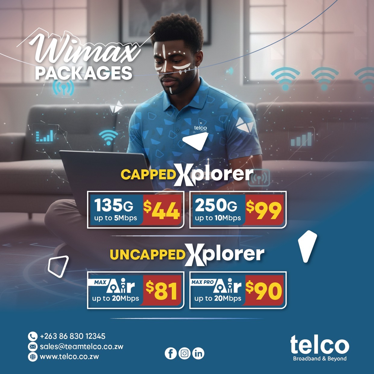 Telco WiMAX package pricing — capped and uncapped Xplorer tiers